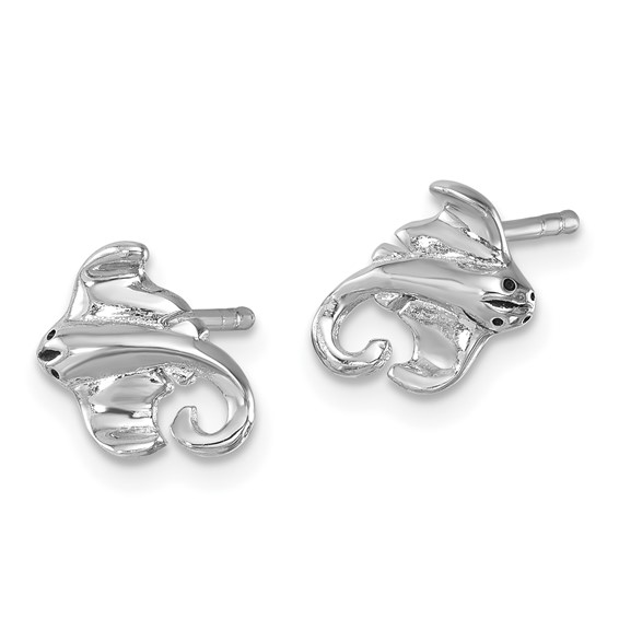 Sterling Silver Rhodium-plated Polished Cownose Stingray Post Earrings