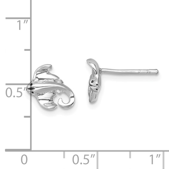 Sterling Silver Rhodium-plated Polished Cownose Stingray Post Earrings