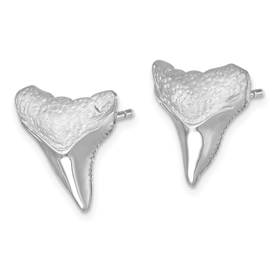 Sterling Silver Rhodium-Plated Polished Bull Shark Post Earrings
