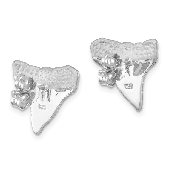 Sterling Silver Rhodium-Plated Polished Bull Shark Post Earrings