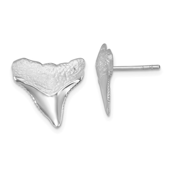 Sterling Silver Rhodium-Plated Polished Bull Shark Post Earrings