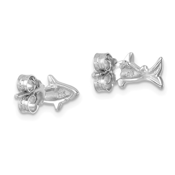Sterling Silver Rhodium-Plated Polished Shark Post Earrings