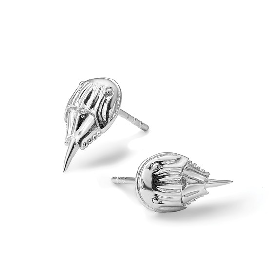 Sterling Silver Rhodium-plated Polished Horseshoe Crab Post Earrings