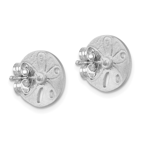 Sterling Silver Rhodium-Plated Textured Sand Dollar Post Earrings