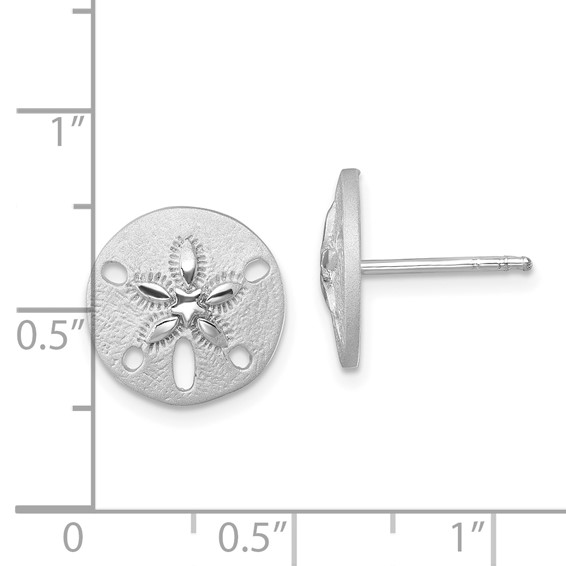 Sterling Silver Rhodium-Plated Textured Sand Dollar Post Earrings