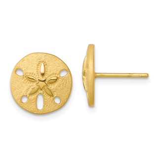 Sterling Silver Rhodium-plated Brushed and Polished Gold-tone Sand Dollar Post Earrings