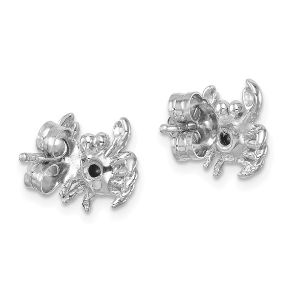 Sterling Silver Rhodium-plated Polished Blue Crystal Crab Post Earrings