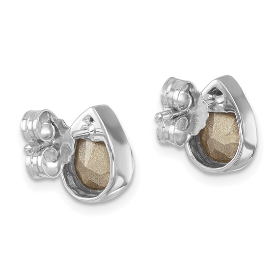 Sterling Silver Rhodium-Plated Polished Crystal Wave Post Earrings