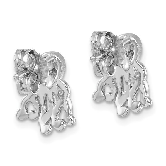 Sterling Silver Rhodium-plated Polished Octopus Post Earrings