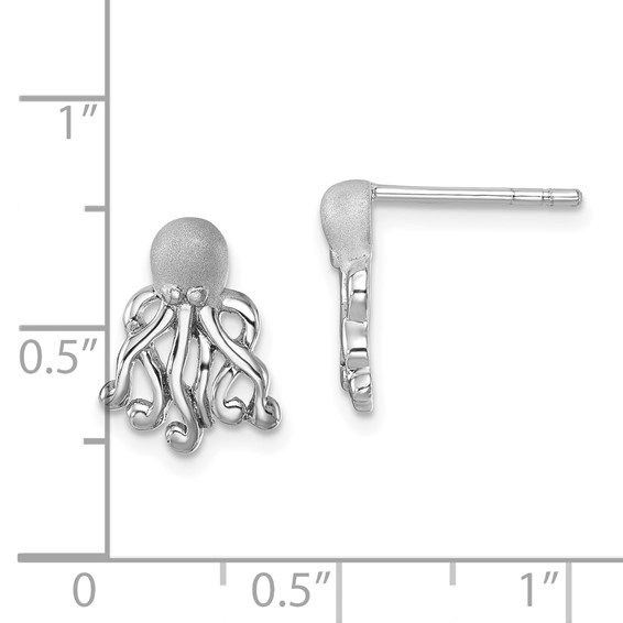 Sterling Silver Rhodium-plated Polished Octopus Post Earrings