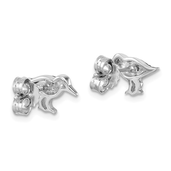 Sterling Silver Rhodium-plated Antiqued Sandpiper Post Earrings