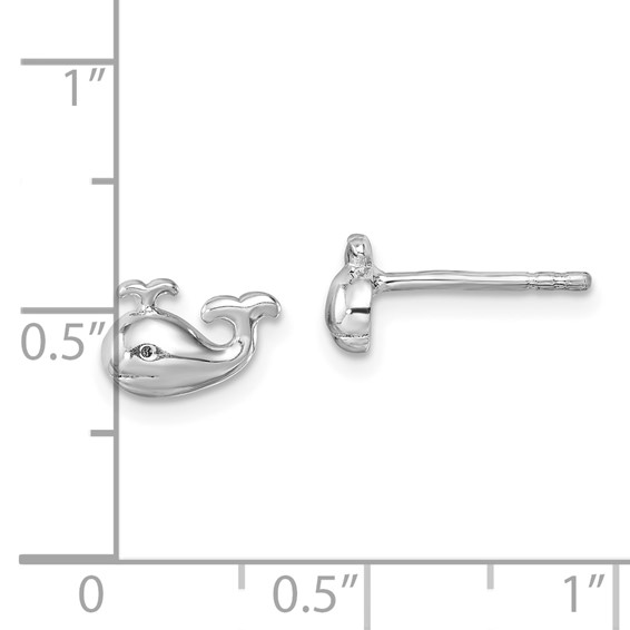 Sterling Silver Rhodium-Plated Polished Whale Post Earrings