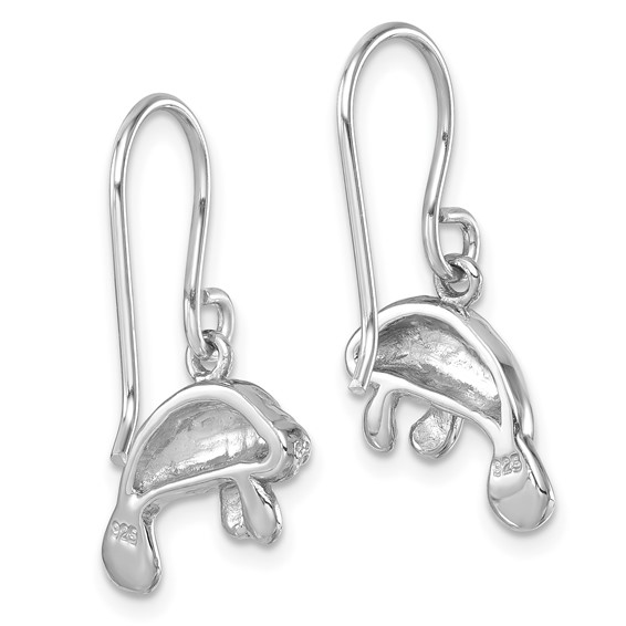 Sterling Silver Rhodium-Plated Manatee Dangle Earrings