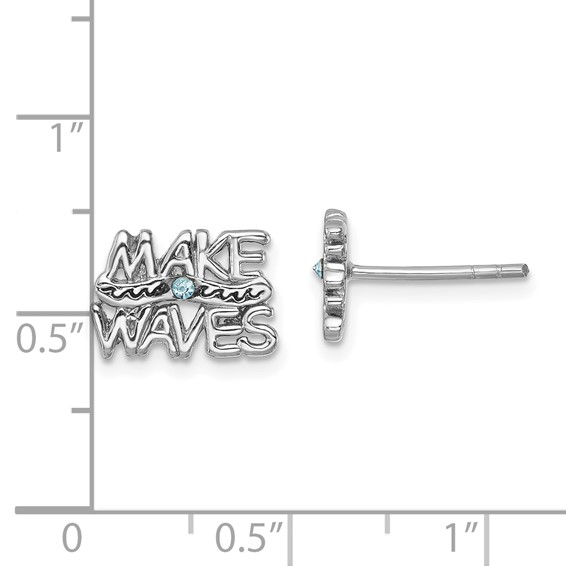 Sterling Silver Rhodium-Plated Polished 'Make Waves' Crystal Post Earrings