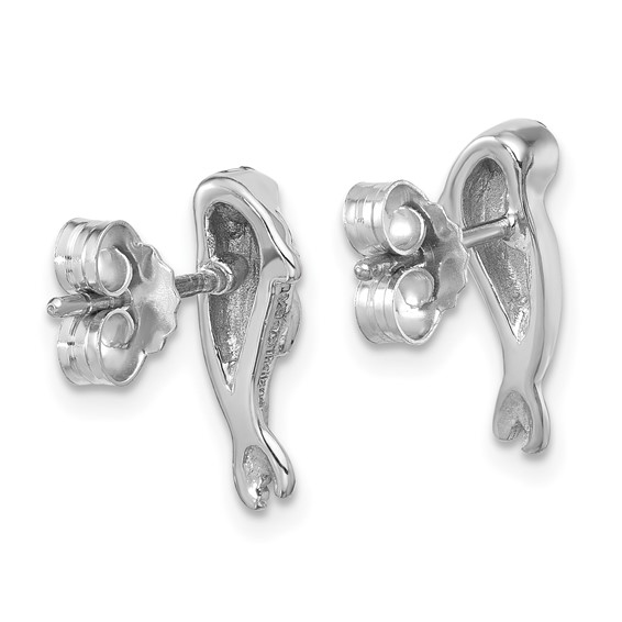 Sterling Silver Rhodium-plated Polished CZ Eye Harbor Seal Post Earrings