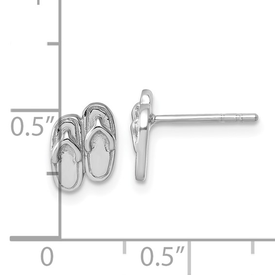 Sterling Silver Rhodium-Plated Polished Double Flip Flop Post Earrings
