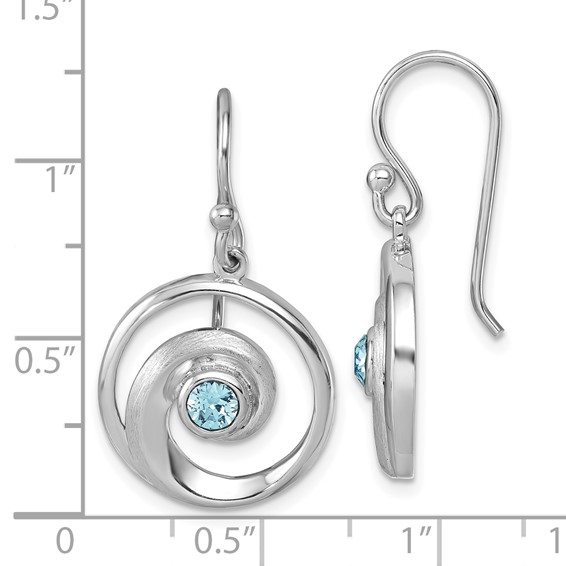 Sterling Silver Rhodium-Plated Polished Crystal Wave Dangle Earrings