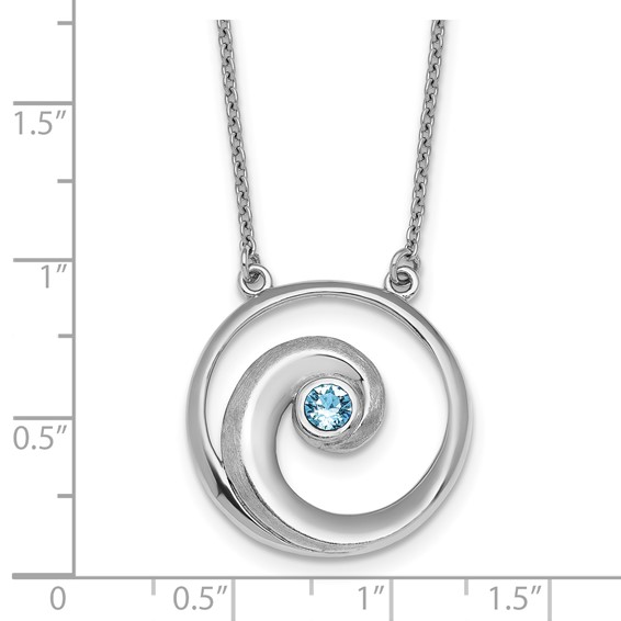Sterling Silver Rhodium-plated Polished Crystal Wave 16 inch with a 2 inch extention Necklace