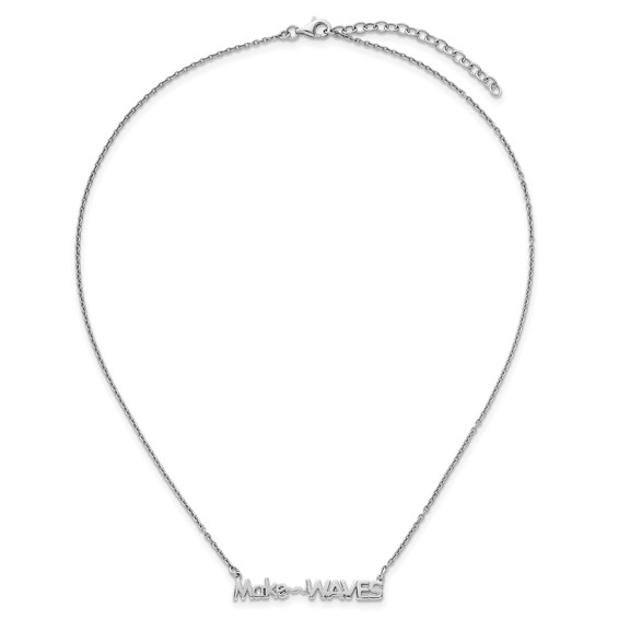 Sterling Silver Rhodium-Plated 'Make Waves' 16 inch with a 1.5 inch extention Necklace