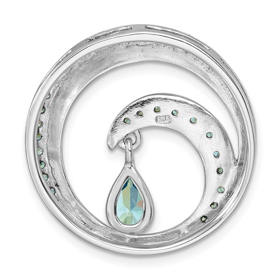 Sterling Silver Rhodium-Plated Polished CZ Wave Chain Slide