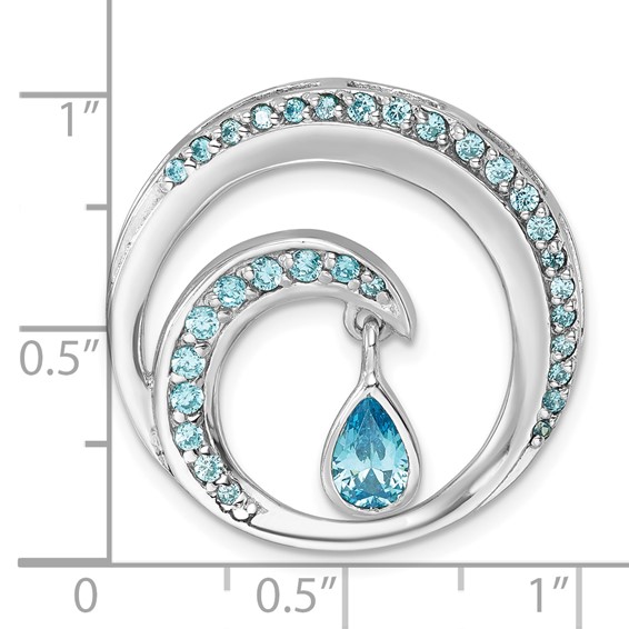 Sterling Silver Rhodium-Plated Polished CZ Wave Chain Slide