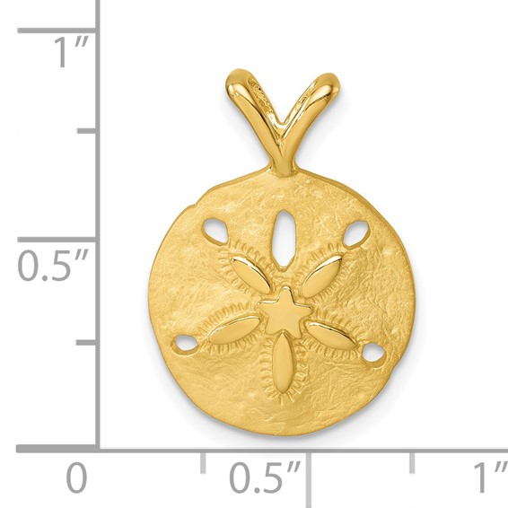 Sterling Silver Rhodium-plated Gold-tone Polished and Brushed Sand Dollar Pendant