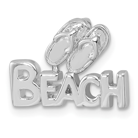 Sterling Silver Rh-Plated Polished Double Flipflop & 'Beach' Chain Slide