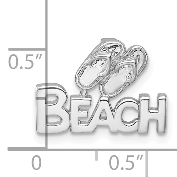 Sterling Silver Rh-Plated Polished Double Flipflop & 'Beach' Chain Slide