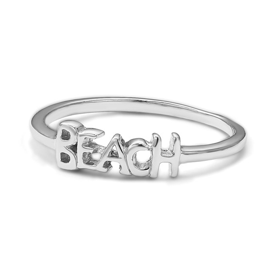 Sterling Silver Rhodium-plated Polished BEACH Ring