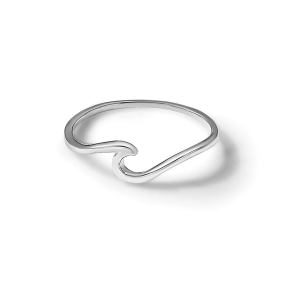 Sterling Silver Rhodium-Plated Polished Wave Ring