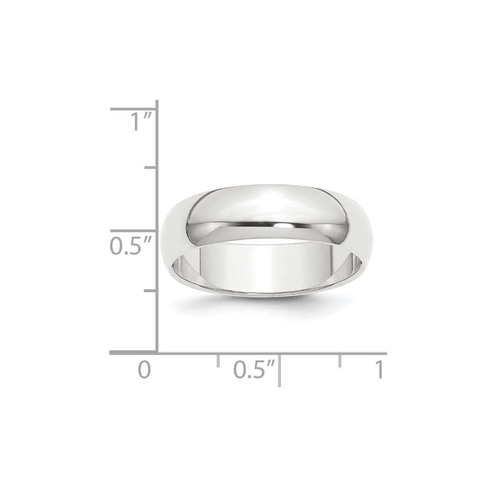 Platinum 6mm Half Round Featherweight Wedding Band Size 10 (PLWHR060-10)