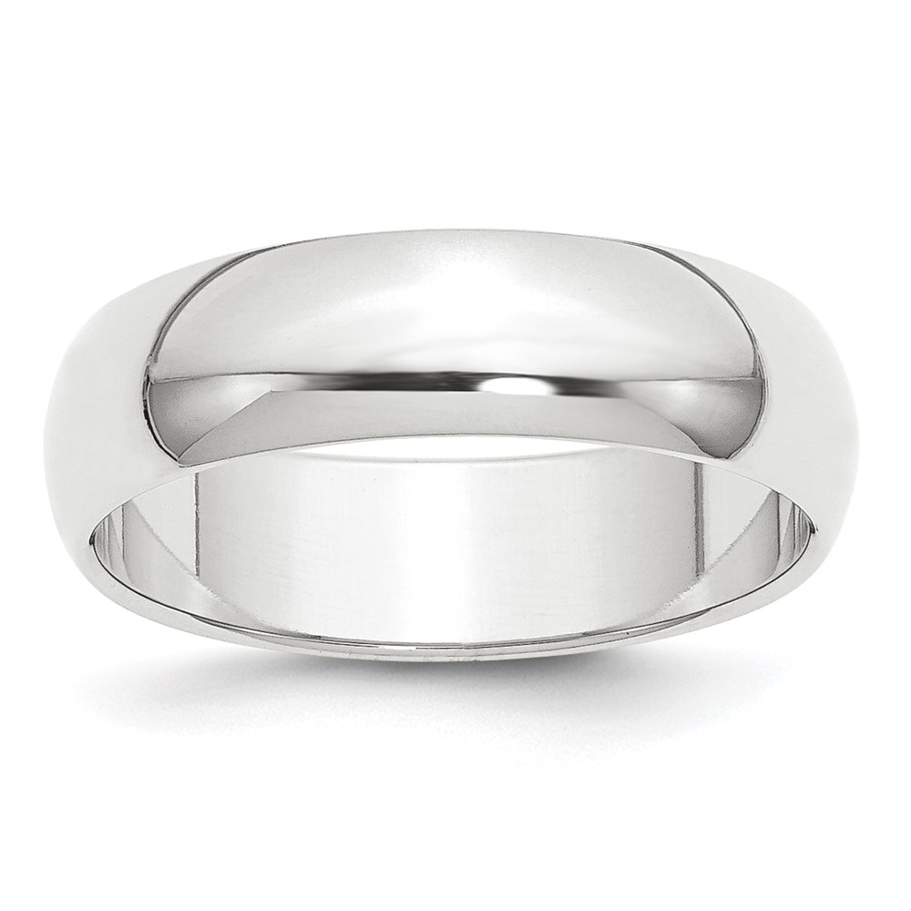 Platinum 6mm Half Round Featherweight Wedding Band Size 10 (PLWHR060-10)
