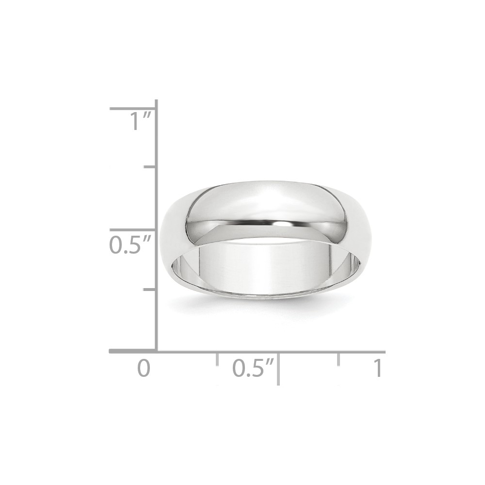 Platinum 8mm Half Round Featherweight Wedding Band Size 6.5 (PLWHR080-6.5)