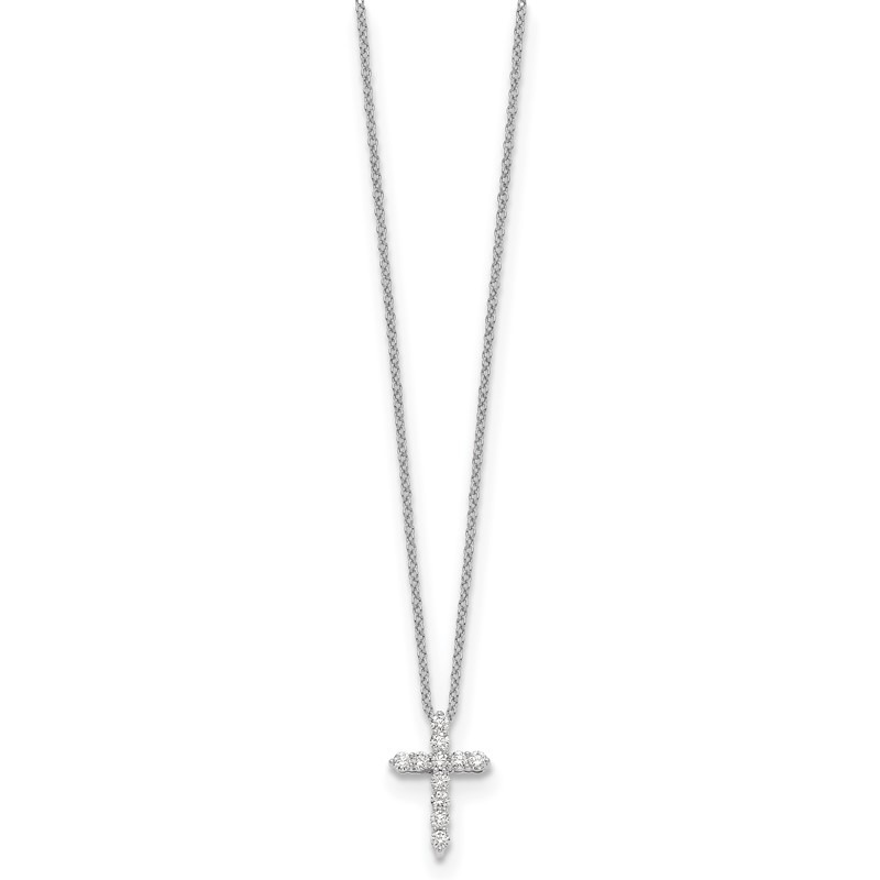 True Origin 14k White Gold 1/4 carat Lab Grown Diamond VS DEF 18 inch Cross Pendant Necklace