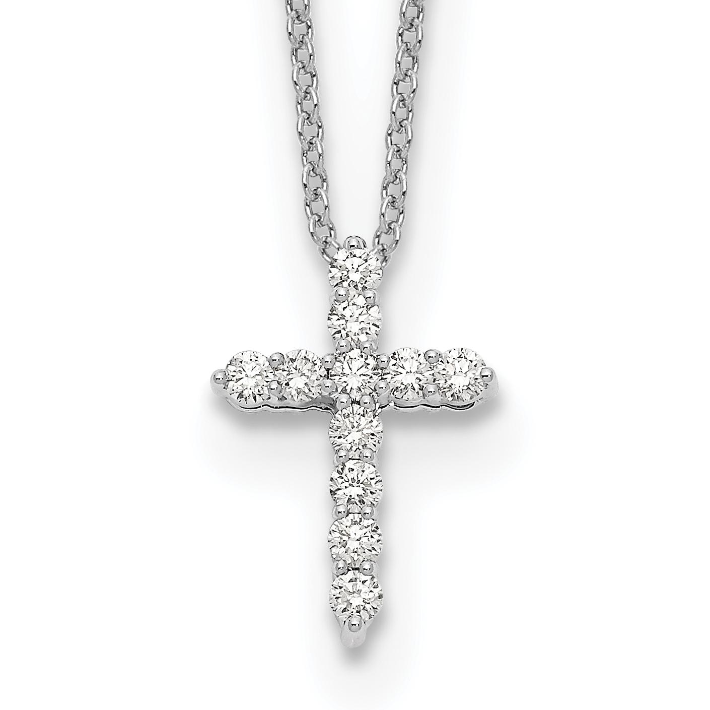 True Origin 14k White Gold 1/4 carat Lab Grown Diamond VS DEF 18 inch Cross Pendant Necklace (PM1000-025-WLD)