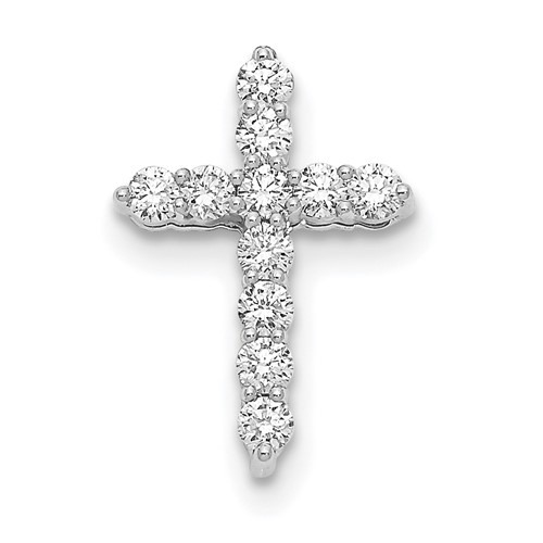 True Origin 14K White Gold 0.25 Carat Lab Grown Diamond VS+ F+ Complete Cross Necklace, 18"