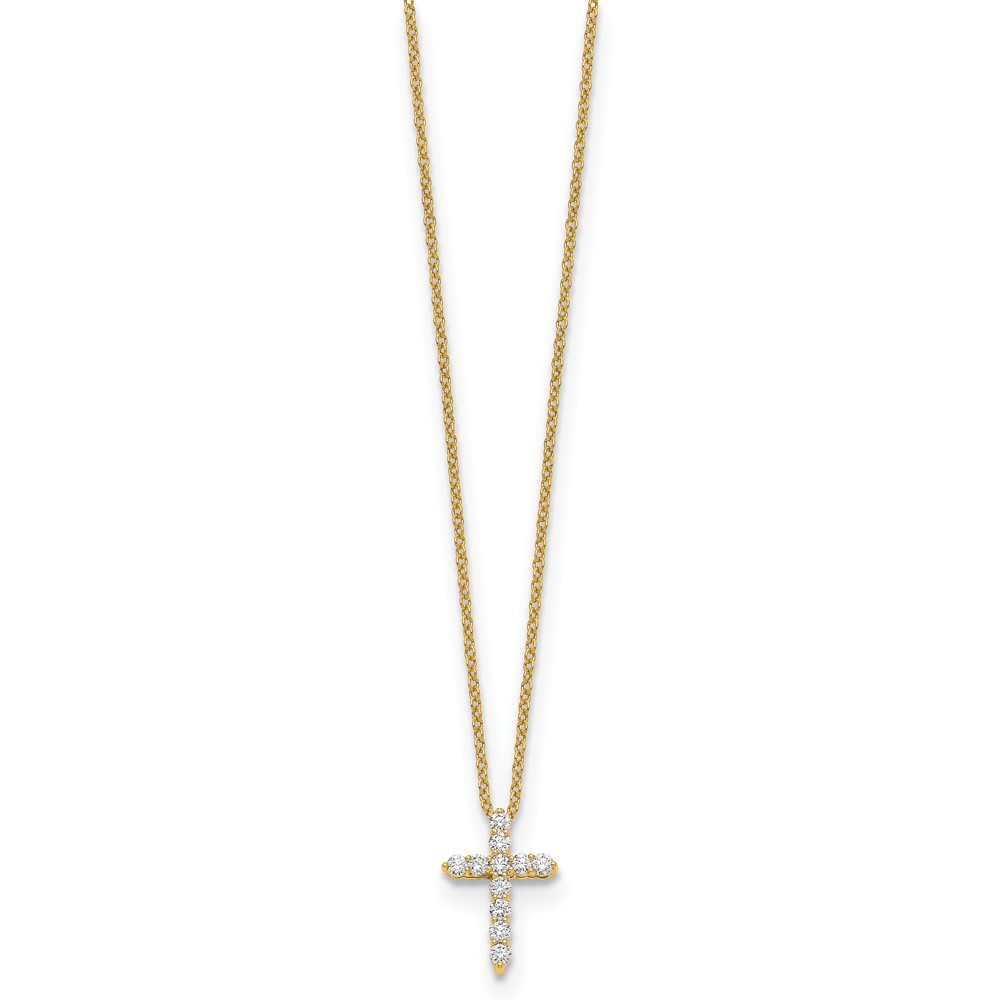 True Origin 14k 1/4 carat Lab Grown Diamond VS DEF 18 inch Cross Pendant Necklace (PM1000-025-YLD)