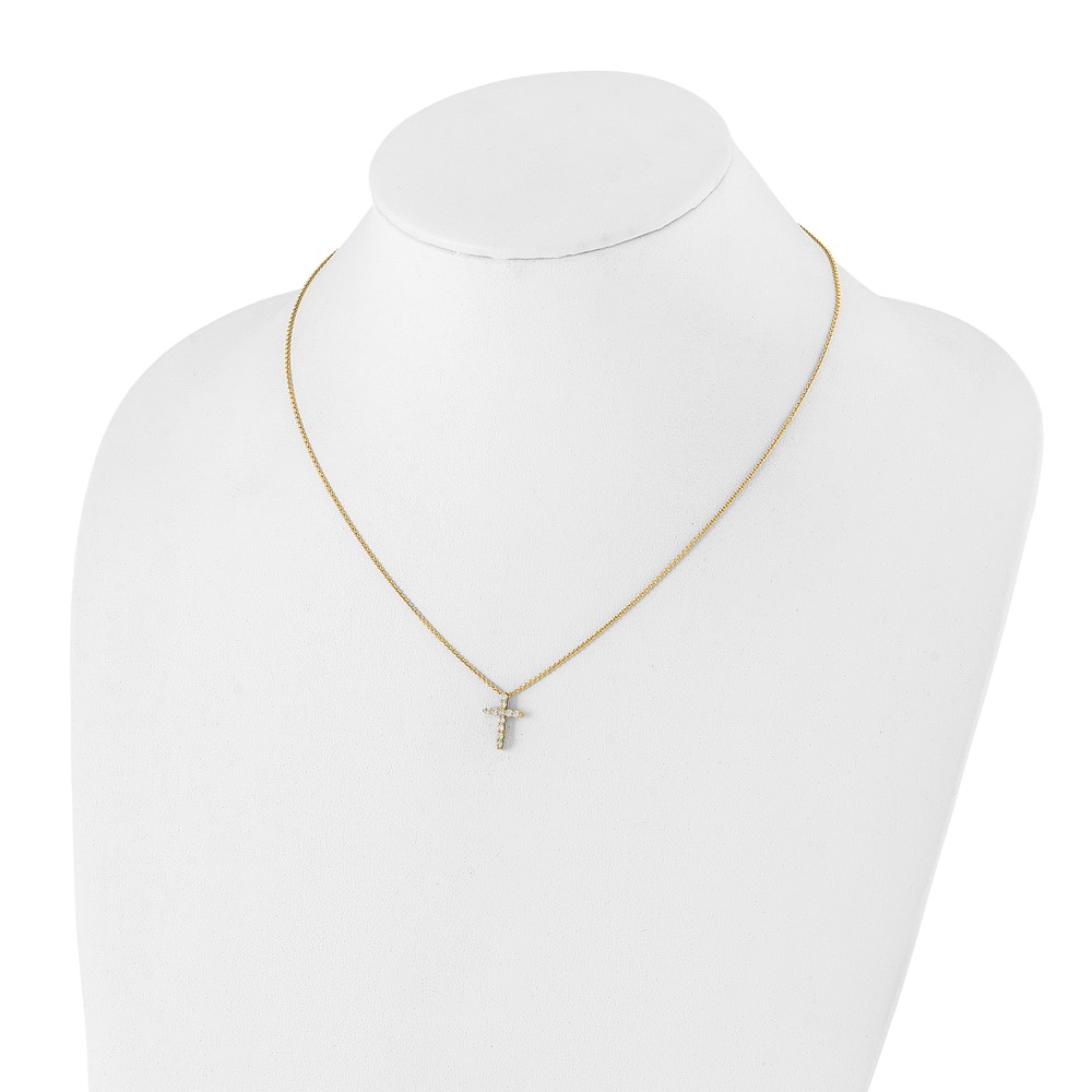 True Origin 14k 1/4 carat Lab Grown Diamond VS DEF 18 inch Cross Pendant Necklace (PM1000-025-YLD)