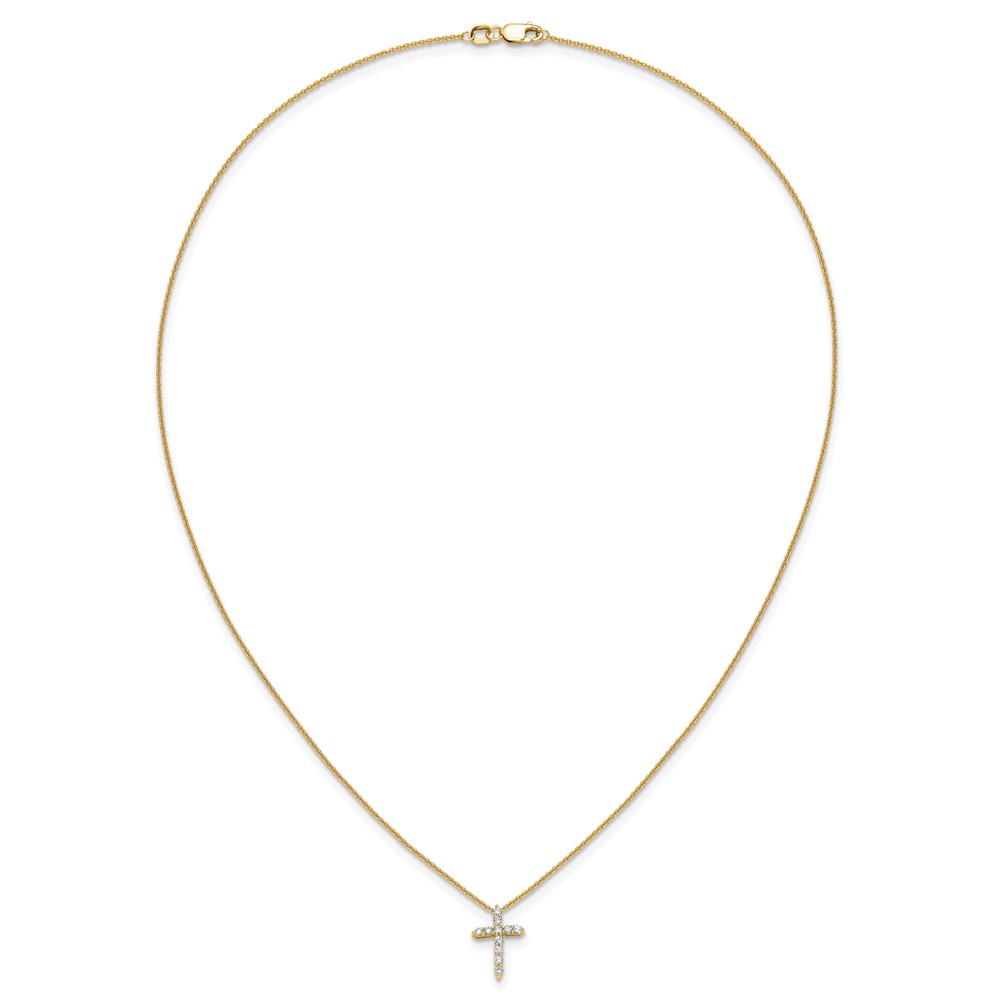 True Origin 14k 1/4 carat Lab Grown Diamond VS DEF 18 inch Cross Pendant Necklace (PM1000-025-YLD)