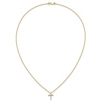 True Origin 14K Yellow Gold 0.25 Carat Lab Grown Diamond VS+ F+ Complete Cross Necklace, 18" view 5
