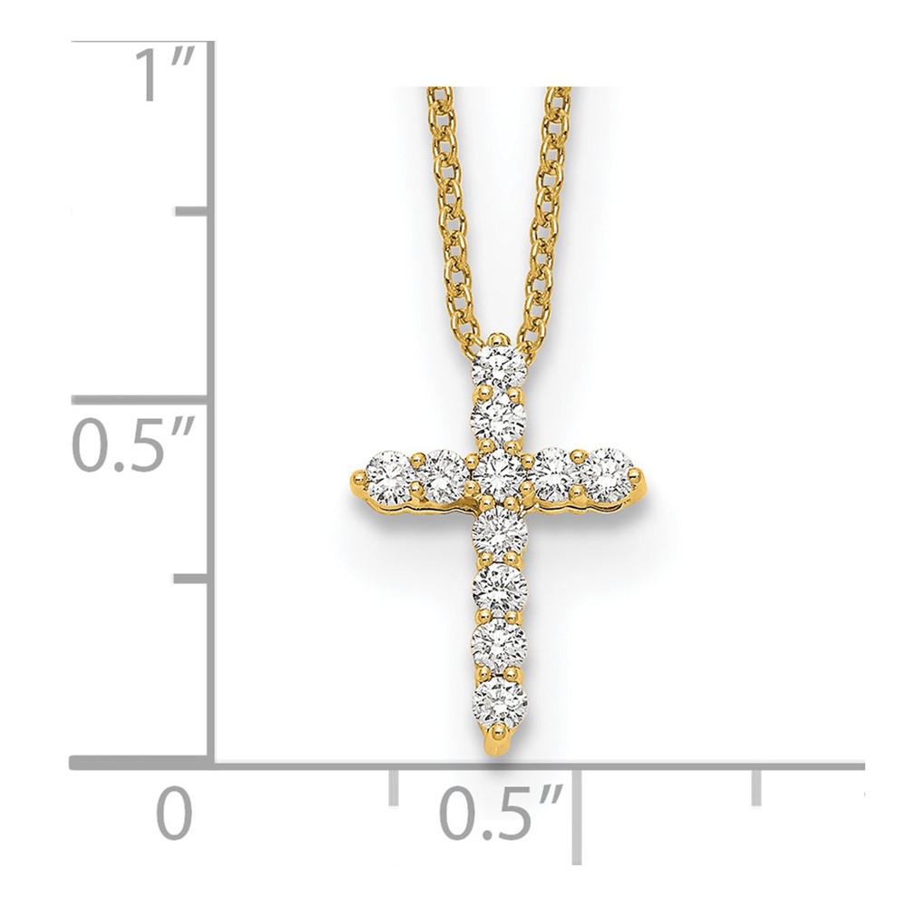 True Origin 14k 1/4 carat Lab Grown Diamond VS DEF 18 inch Cross Pendant Necklace (PM1000-025-YLD)