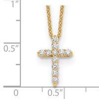 14K Yellow Gold 0.25 Carat Lab Grown Diamond VS SI+ G+ Complete Cross Pendant Necklace, 18" view 5