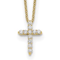 14K Yellow Gold 0.25 Carat Lab Grown Diamond VS SI+ G+ Complete Cross Pendant Necklace, 18" view 1