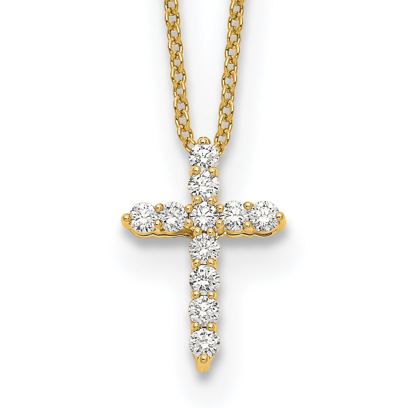 True Origin 14k 1/4 carat Lab Grown Diamond VS DEF 18 inch Cross Pendant Necklace (PM1000-025-YLD)