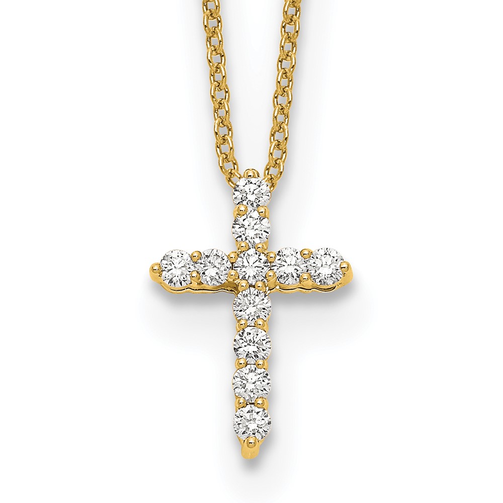 True Origin 14k 1/4 carat Lab Grown Diamond VS DEF 18 inch Cross Pendant Necklace (PM1000-025-YLD)