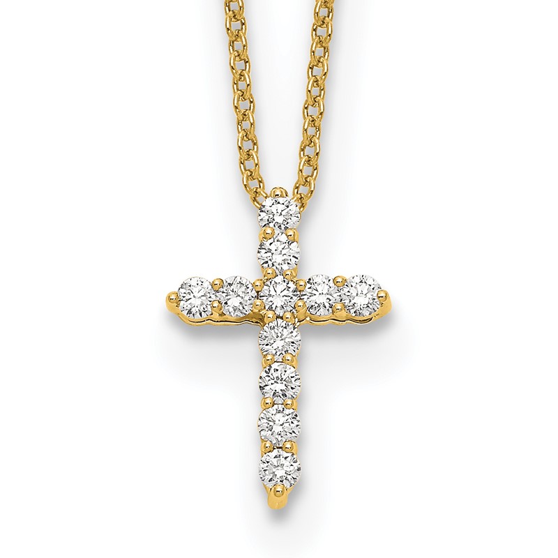 True Origin 14k 1/4 carat Lab Grown Diamond VS DEF 18 inch Cross Pendant Necklace
