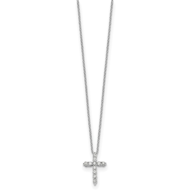 True Origin 14k White Gold 1/3 carat Lab Grown Diamond VS DEF 18 inch Cross Pendant Necklace