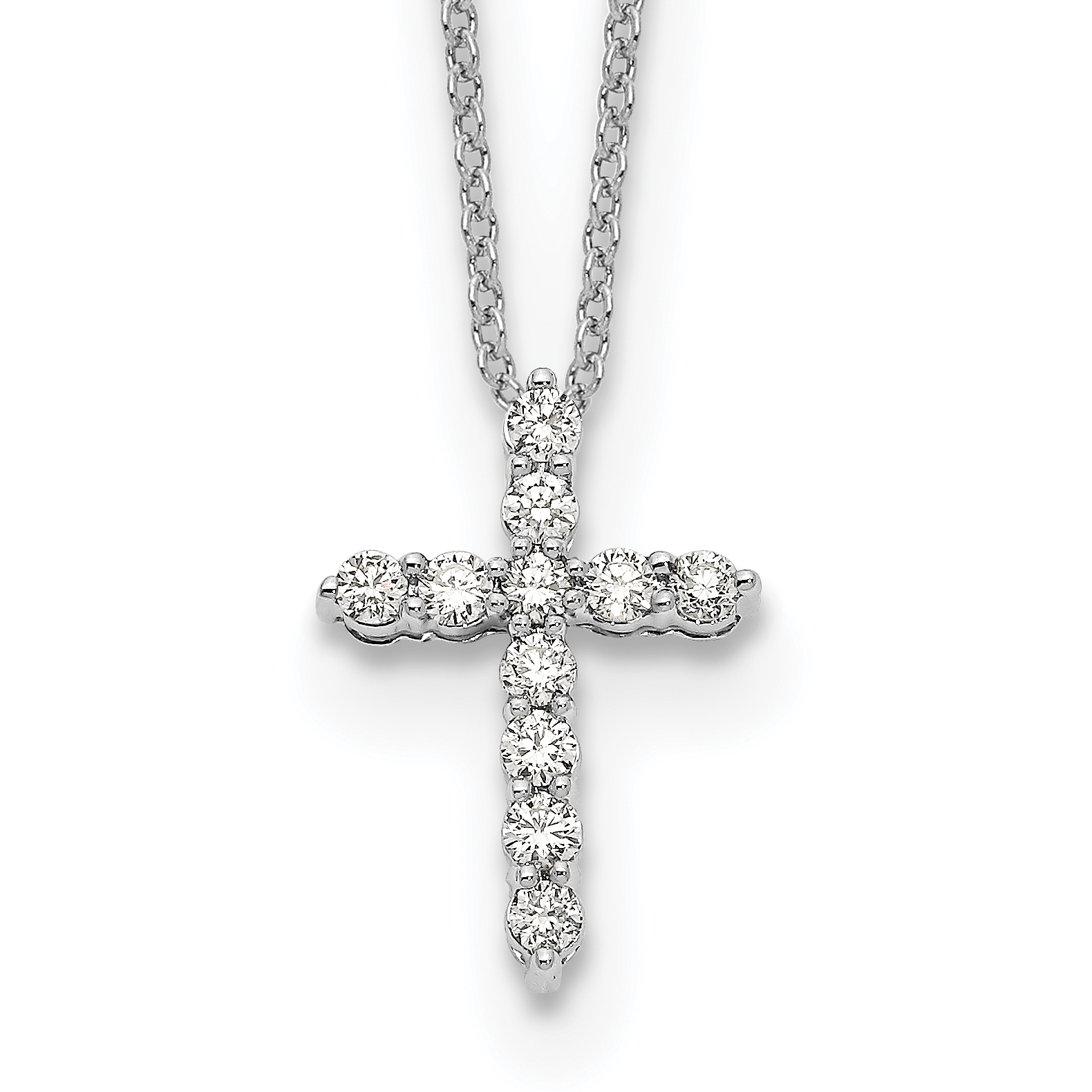 True Origin 14k White Gold 1/3 carat Lab Grown Diamond VS DEF 18 inch Cross Pendant Necklace (PM1000-033-WLD)