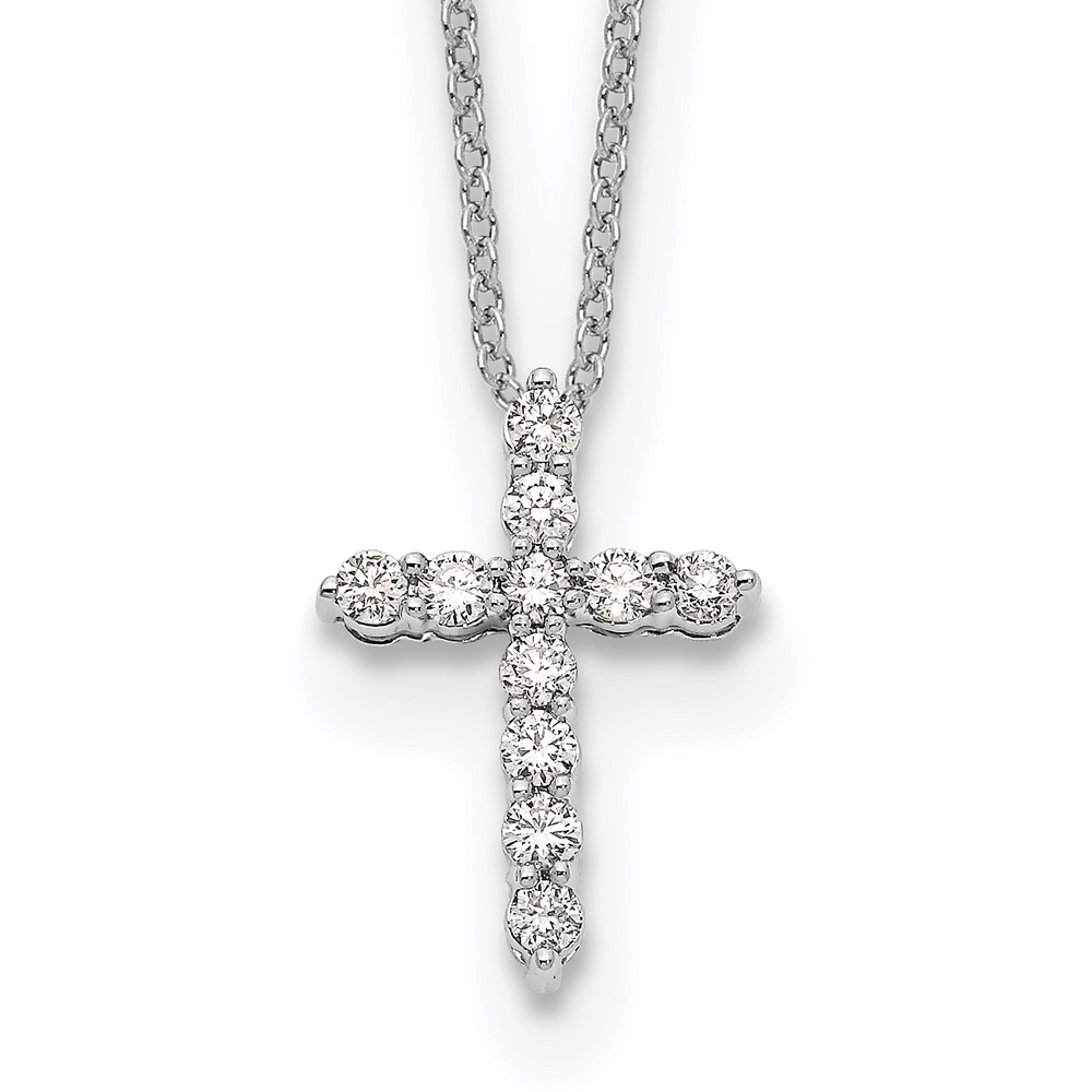 True Origin 14k White Gold 1/3 carat Lab Grown Diamond VS DEF 18 inch Cross Pendant Necklace (PM1000-033-WLD)
