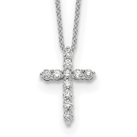 True Origin 14K White Gold 0.33 Carat Lab Grown Diamond VS+ F+ Complete Cross Necklace, 18" view 1